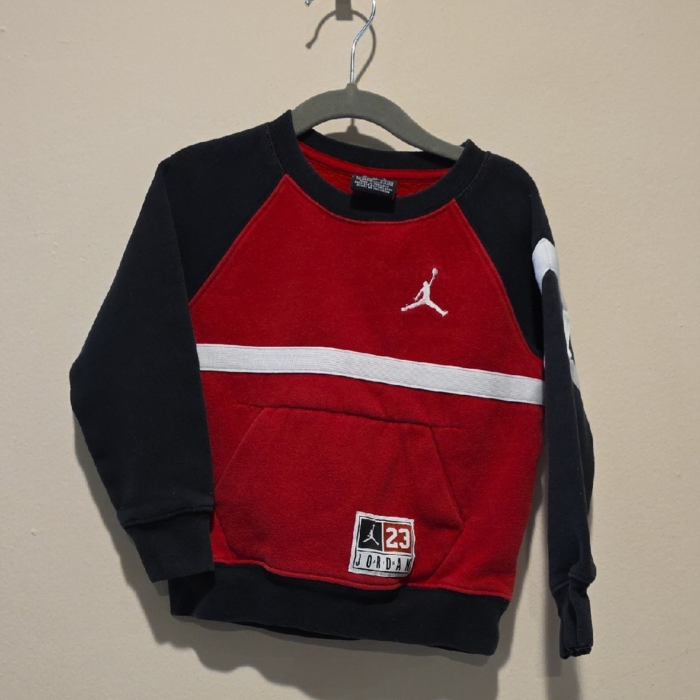 Jordan Kids Red and Black Hoodie Size 3t Pullover Top Chicago Red And Black